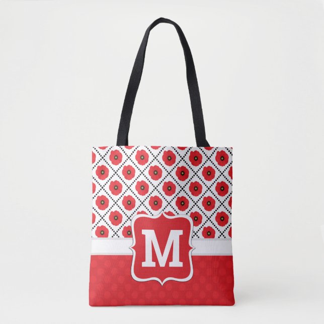 Shabby Chic Rot, Schwarz und Weiß Pupien Monogramm (Vorderseite)