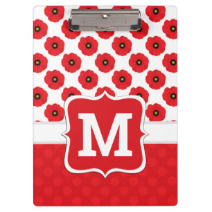 Shabby Chic Rot, Schwarz und Weiß Pupien Monogramm Klemmbrett