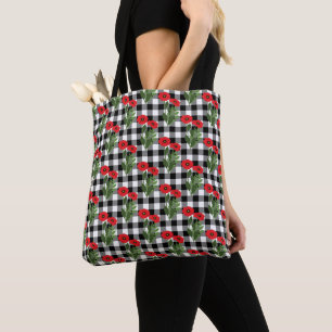 Shabby Chic Rot, Schwarz & Weiß Mohn Gingham