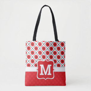 Shabby Chic Rot, Schwarz & Weiß Mohn Monogramm