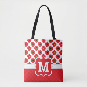 Shabby Chic Rot, Schwarz & Weiß Mohn Monogramm