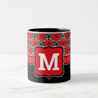 Shabby Chic Rot, Schwarz & Weiß Mohn Monogramm