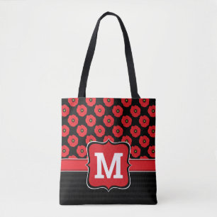 Shabby Chic Rot und Schwarz Mohn Blumen Monogramm