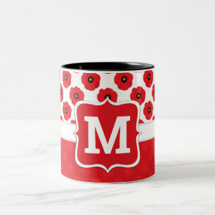 Shabby Chic, rot und weiß, Muster Zweifarbige Tasse