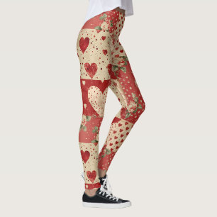 Shabby Chic rotes Patchworkmuster Leggings