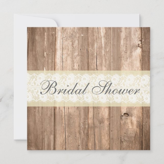 Shabby Chic Rustic Cream Bridal Dusche Einladung (Vorderseite)