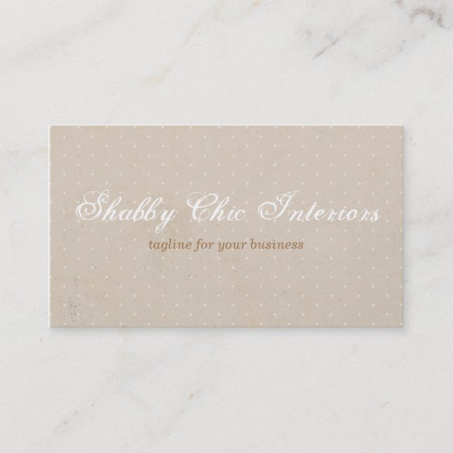 Shabby Chic Rustic Kraft & Polka Dot Business Card Visitenkarte (Vorderseite)
