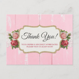 Shabby Chic Rustic Wood Pink Floral Rose Vielen Da Postkarte