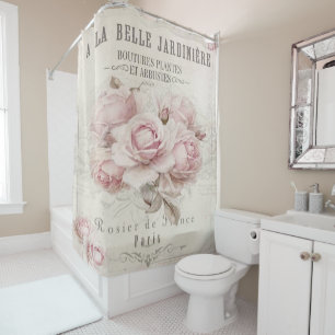 Shabby Chic, rustikal, Vintag, blumenreich, Collag Duschvorhang