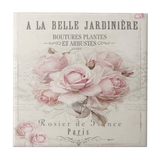 Shabby Chic, rustikal, Vintag, blumenreich, Collag Fliese (Vorderseite)