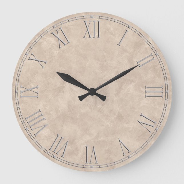 Shabby Chic Rustikale Beige Tan Große Uhr (Vorderseite)