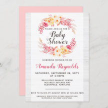 Shabby Chic Rustikale Blumendusche Einladung