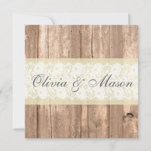 Shabby Chic Rustikale Creme Hochzeit Einladung