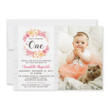 Shabby Chic Rustikale Erstes Geburtstagseinladung