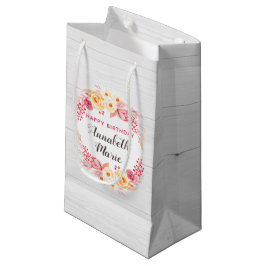 Shabby Chic Rustikale florale Rose glücklich Gebur Kleine Geschenktüte