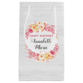 Shabby Chic Rustikale florale Rose glücklich Gebur Kleine Geschenktüte