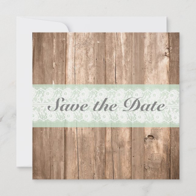 Shabby Chic Rustikale Minze Save the Date (Vorderseite)