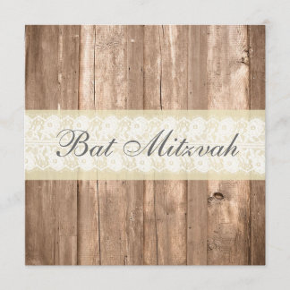 Shabby Chic Rustikales Cream Bat Mitzvah Party Einladung