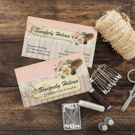Shabby Chic Rustikales Holz, Vintage Spitzen und F Visitenkarte
