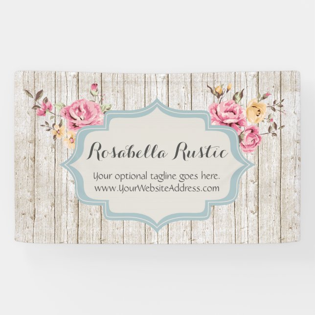 Shabby Chic-rustikales mit Blumenholz u. Vintage Banner (Horizontal)