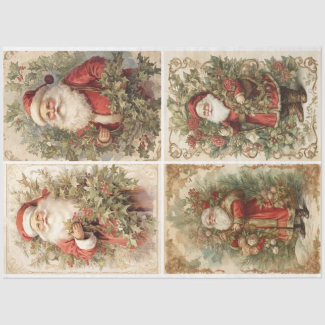 Shabby Chic Santa 4 Platz Seidenpapier (Vorderseite)