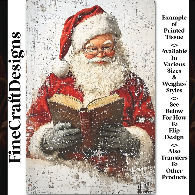 Shabby Chic Santa Reading auf Holz AY9 Decoupage Seidenpapier (Von Creator hochgeladen)