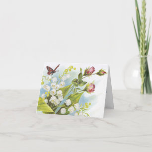 Shabby Chic Schmetterling, Rosen & Maiglöckchen Karte