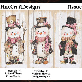 Shabby Chic Schneemann Trio Holzpaneel FG1 Decoupa Seidenpapier