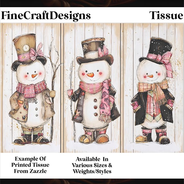 Shabby Chic Snowman Trio Wood Panel FG1 Decoupage Seidenpapier (Von Creator hochgeladen)