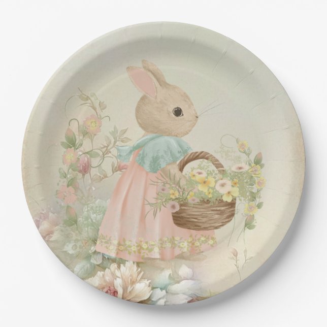 Shabby Chic Spring Rabbit Pappteller (Vorderseite)