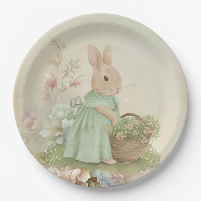 Shabby Chic Spring Rabbit Pappteller (Vorderseite)