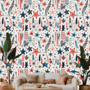 Shabby Chic Star Feathers Pastel Boho Art Theme Tapete