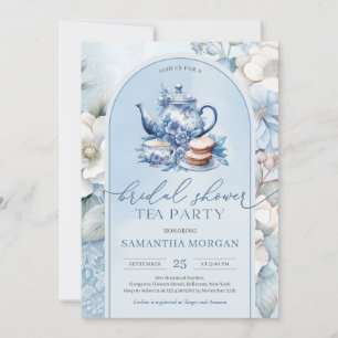 Shabby Chic staubblaues Bridal Tee Party Einladung