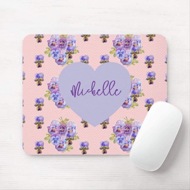 Shabby Chic Stiefmütterchen Lila Blumenmauspad Mousepad (Mit Mouse)