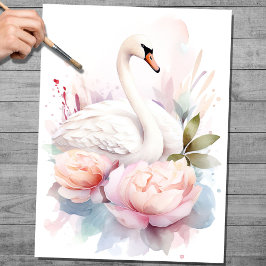 Shabby Chic Swan 1 Decoupage Paper Seidenpapier