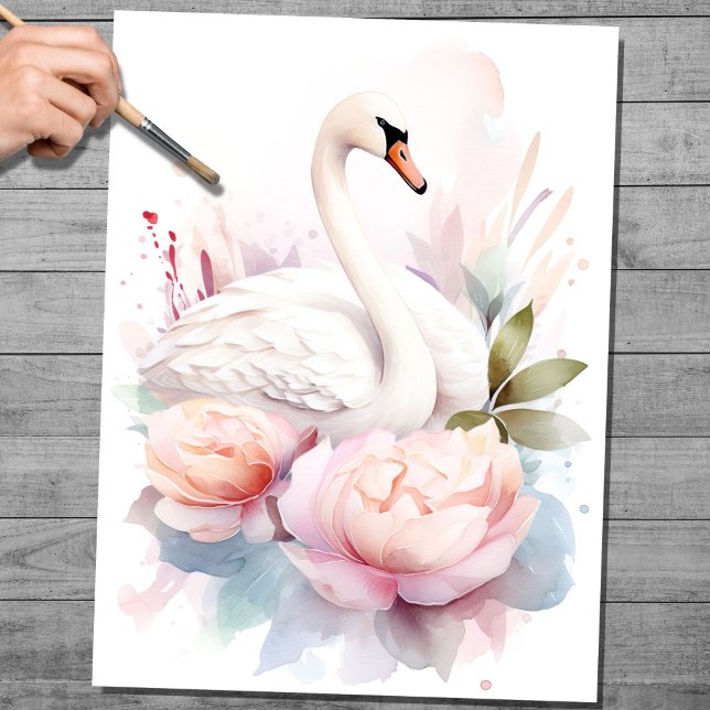 Shabby Chic Swan 1 Decoupage Paper Seidenpapier (Von Creator hochgeladen)