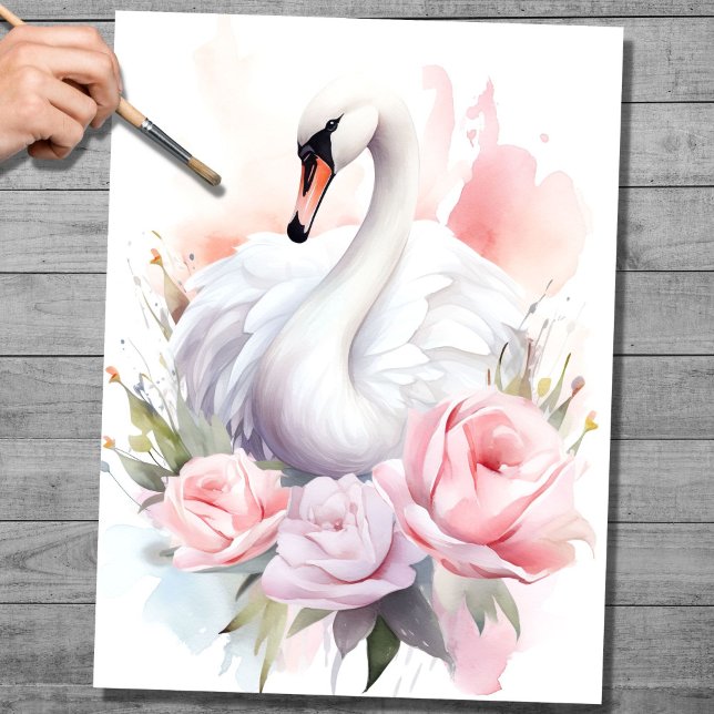 Shabby Chic Swan 4 Decoupage Paper Seidenpapier (Von Creator hochgeladen)