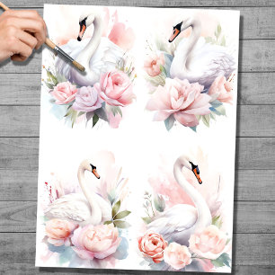 Shabby Chic Swan Collage 1 Dekoupage Paper Seidenpapier