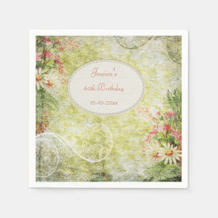 Shabby Chic Sweet 60. Geburtstag & Wildblumen Serviette