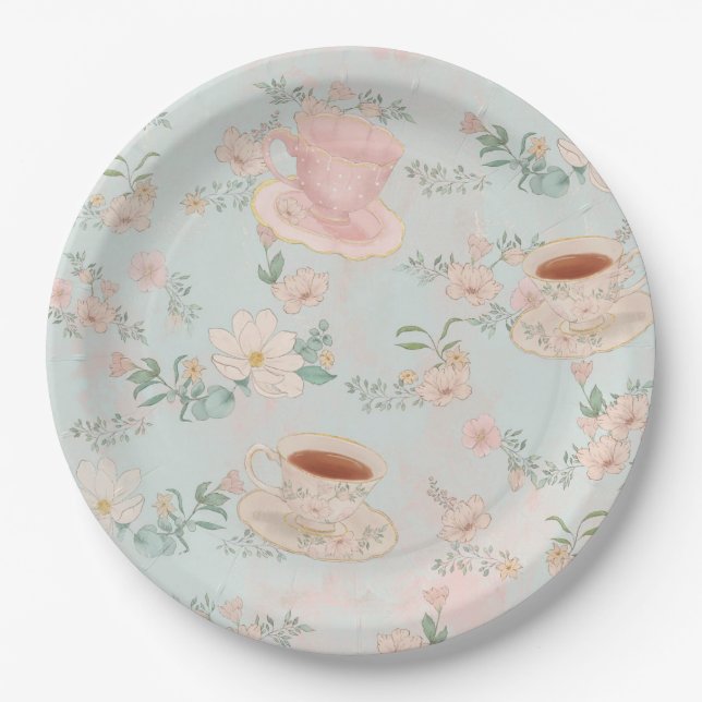 Shabby Chic Tea Party Pappteller (Vorderseite)