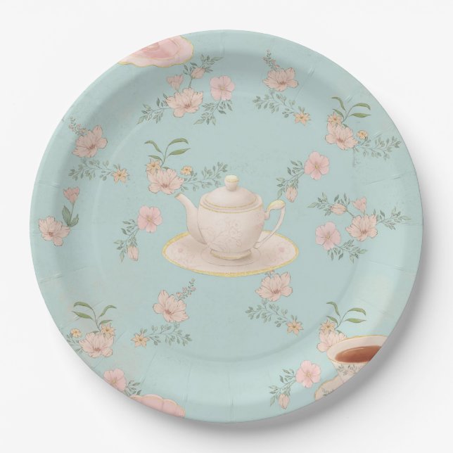 Shabby Chic Tea Party Pappteller (Vorderseite)