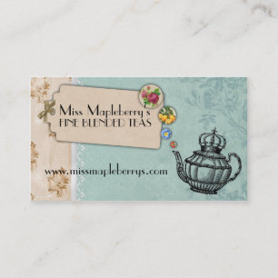 Shabby-Chic-Teekanne mit Krone vintage Visitenkarte