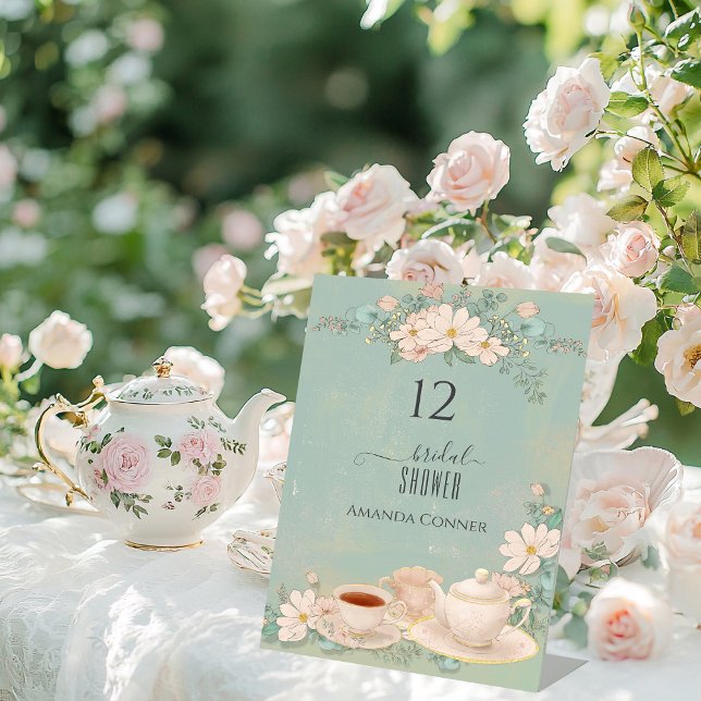 Shabby-Chic-Teeparty-Brautabschied Tischnummer (Von Creator hochgeladen)