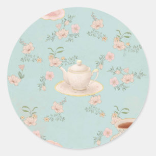 Shabby chic-Teeparty Runder Aufkleber
