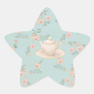Shabby chic Teeparty Stern-Aufkleber
