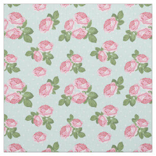 Shabby Chic Teerosen Rosa und Blau Stoff