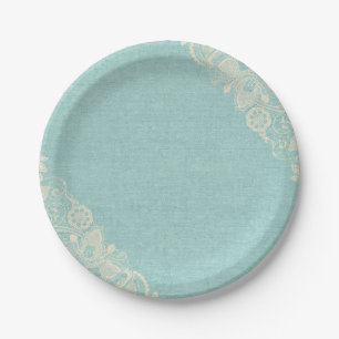 Shabby Chic Tiffany aquamarine blaue Pappteller
