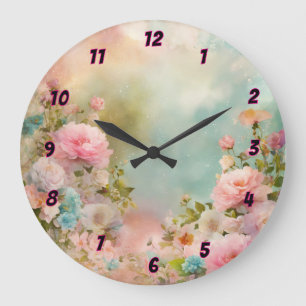 Shabby-Chic-Träumerei-Uhr mit pastellfarbenen Farb Große Wanduhr