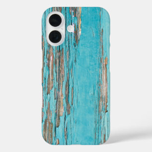 Shabby-Chic Türkis Holz iPhone 16 Hülle