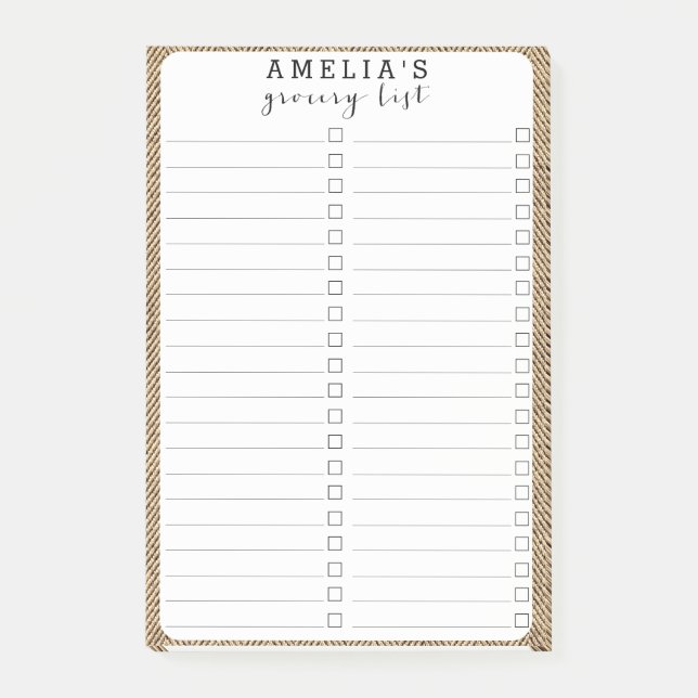 Shabby Chic Tweed Rustic Burlap Fabric Textur Post-it Klebezettel (Vorderseite)